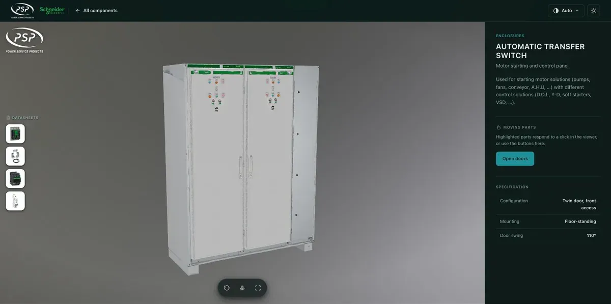 The PSP 3D gallery showing a distribution enclosure model
